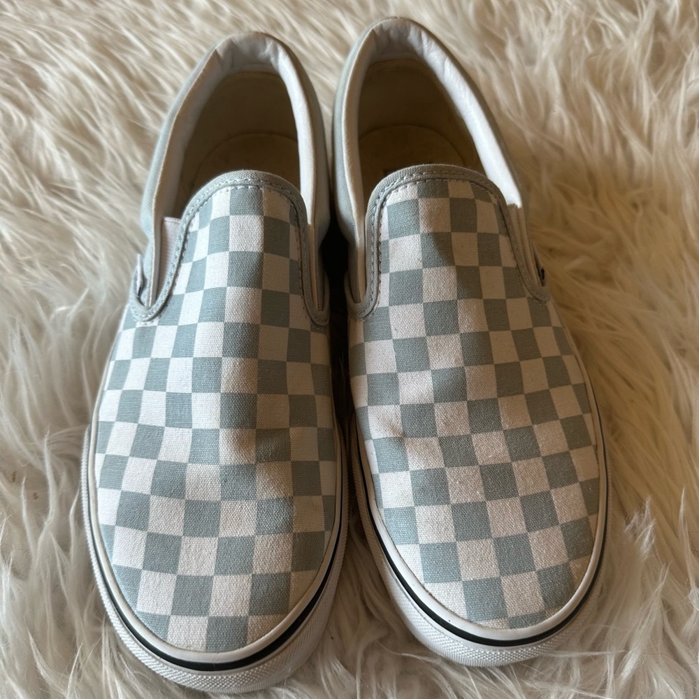 Vans Checkered Slip On Baby Blue Shoes